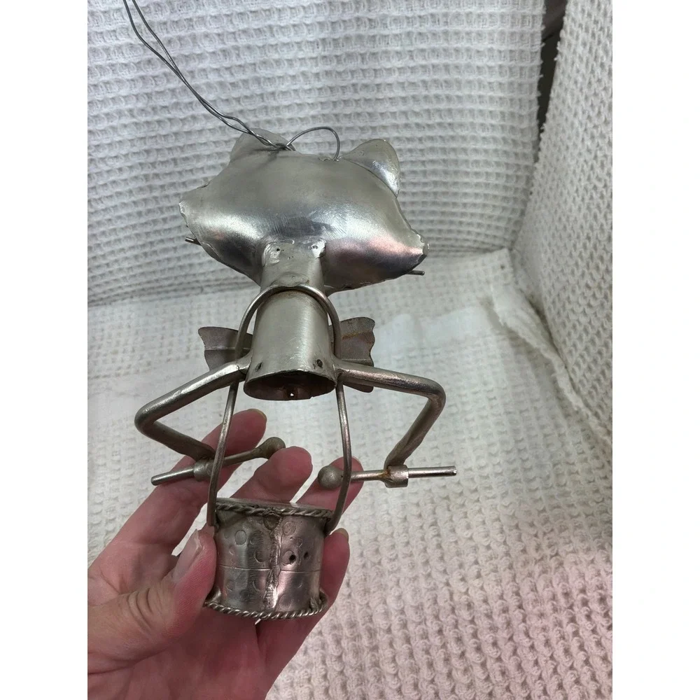 Whimsical Unisex‎ Unbranded Metal Drummer Cat Ornament OS Silver